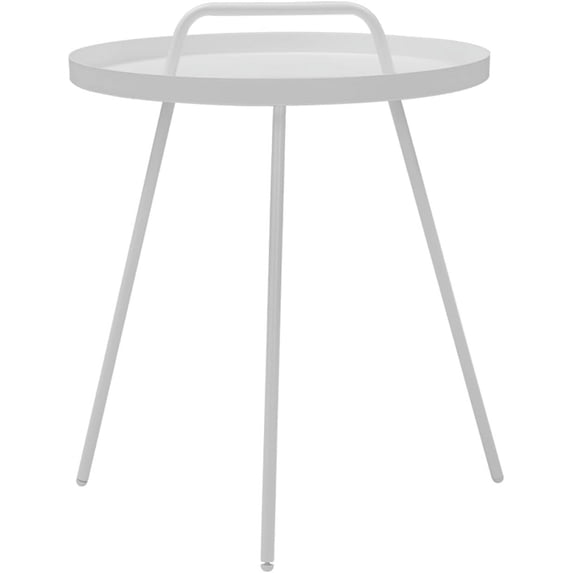 Grand Patio Round Coffee Side Table With Handle Small Steel End Table for Outdoor & Indoor, White