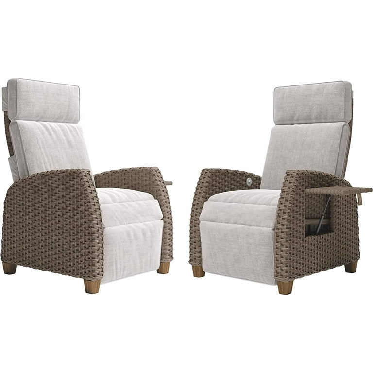 Grand Patio Set of 2 Recliner Chair PE Hand Woven Wicker Lounge