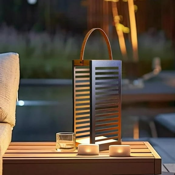 GRAND PATIO Solar Powered LED Lantern, Outdoor Water-Resistant Steel Lantern with Handle, Decor for Patio, Yard, Porch, Large