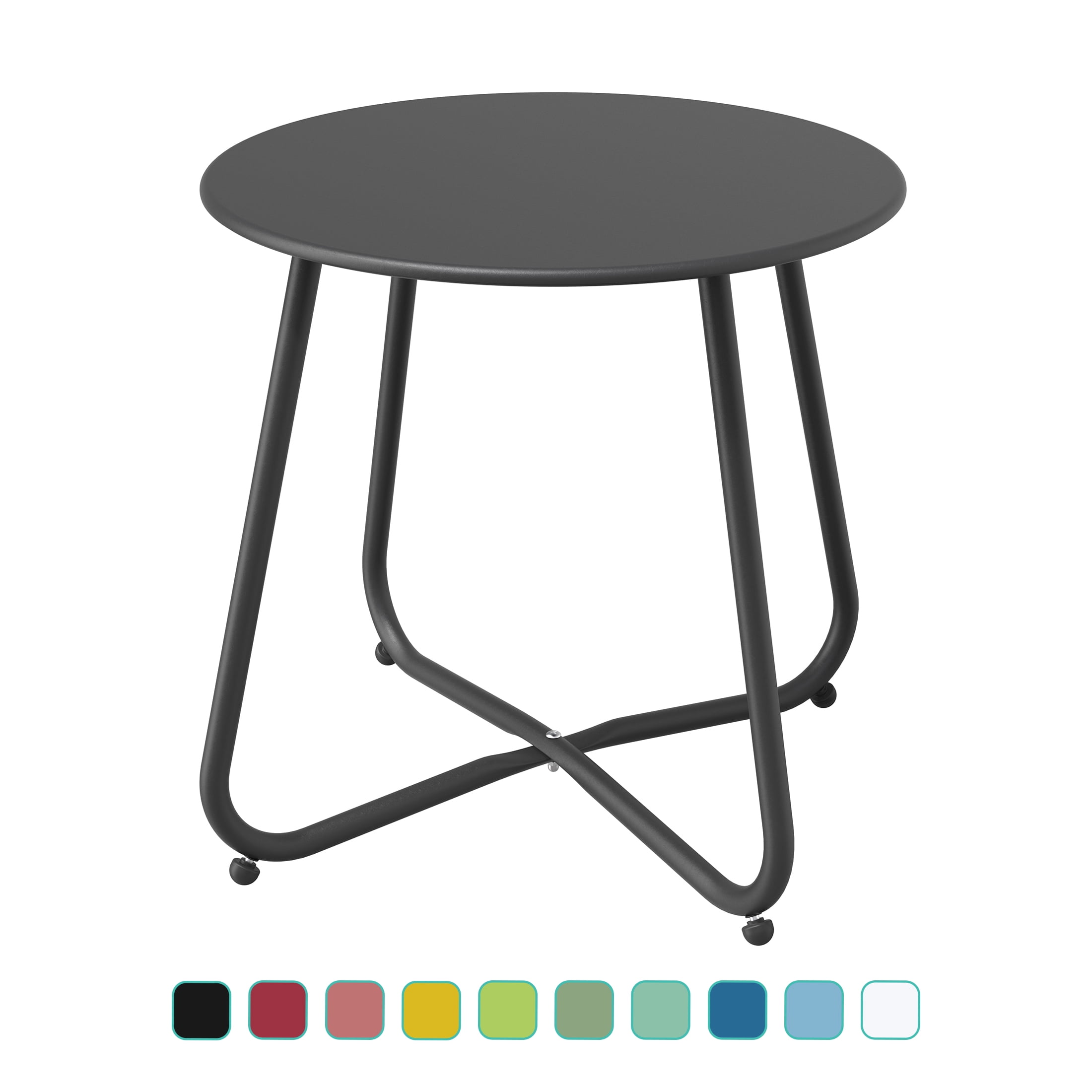 Grand Patio Steel Patio Side Table, Weather Resistant Outdoor Round End