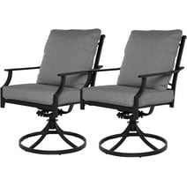 Grand Patio Swivel Rocker Patio Chairs Set of 2, Outdoor Dining Chairs w/ Waterproof Cushions All-weather Steel Frame, Gray