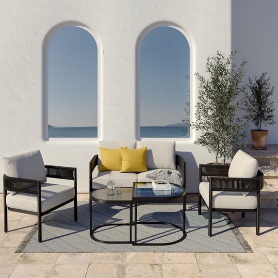Grand Patio Woven Wicker 5-Piece Outdoor Conversation Set