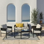 Grand Patio Woven Wicker 5-Piece Outdoor Conversation Set
