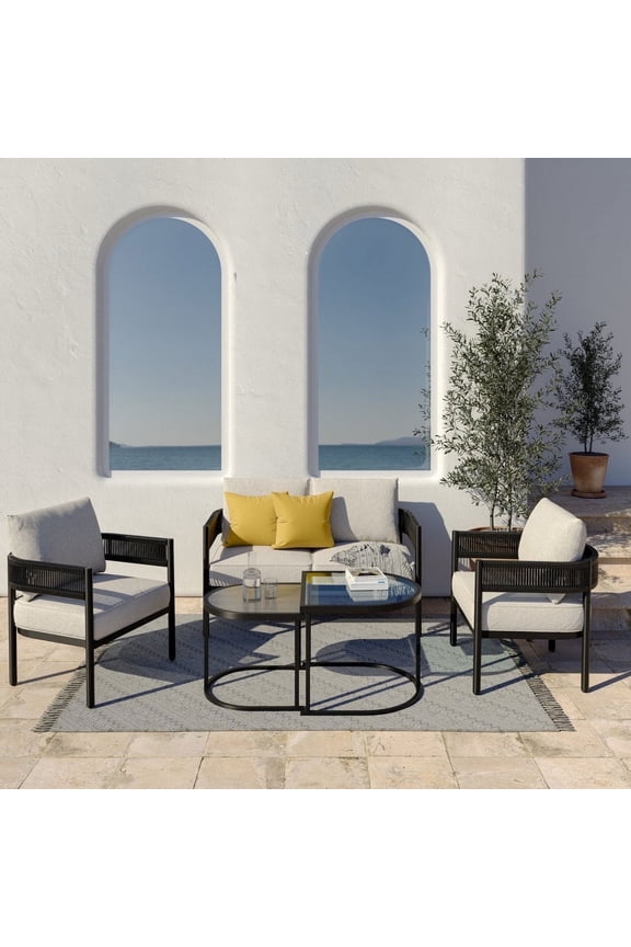 Grand Patio Woven Wicker 5-Piece Outdoor Conversation Set