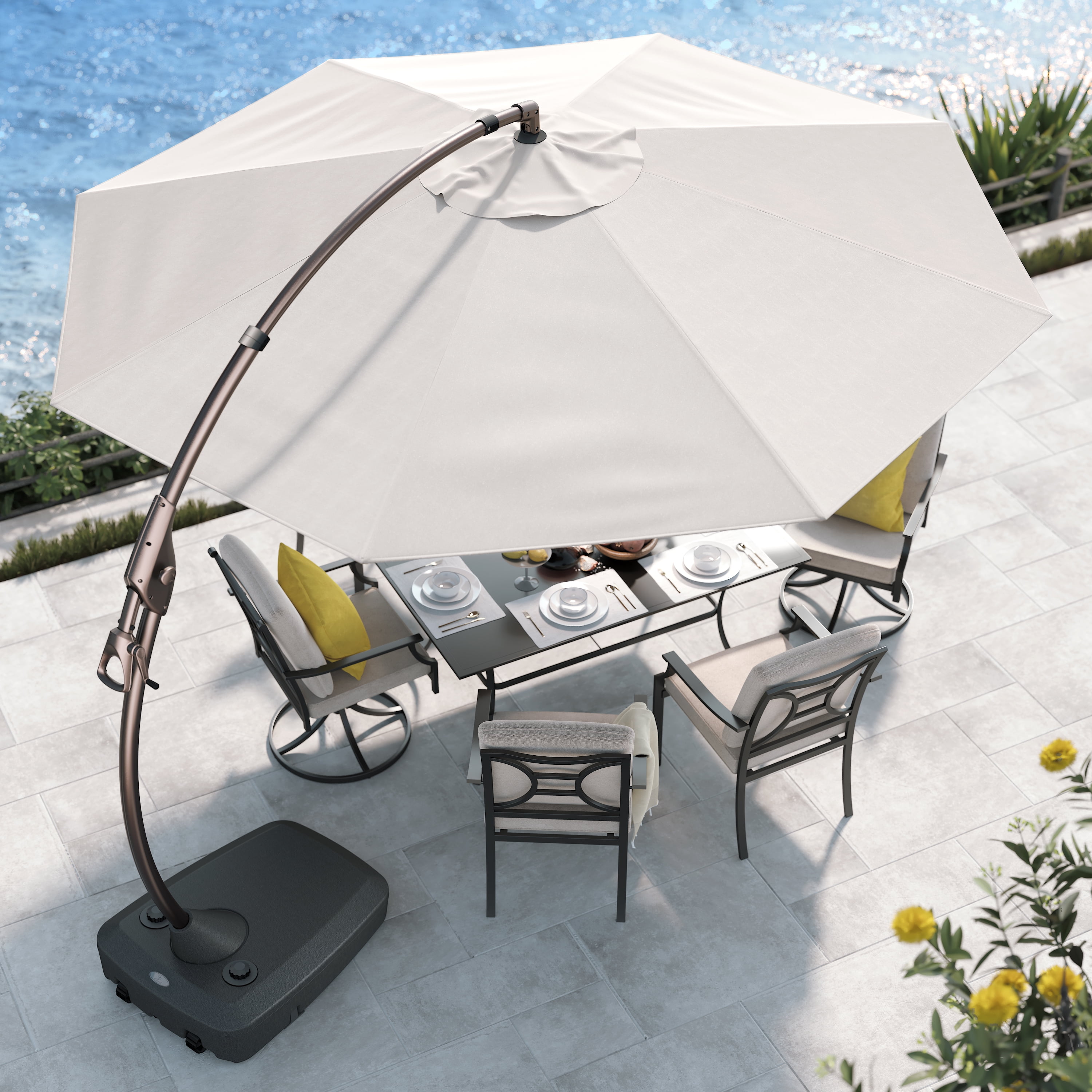 Grand Patio x Sunbrella 10ft Deluxe Napoli Aluminium Offset Umbrella