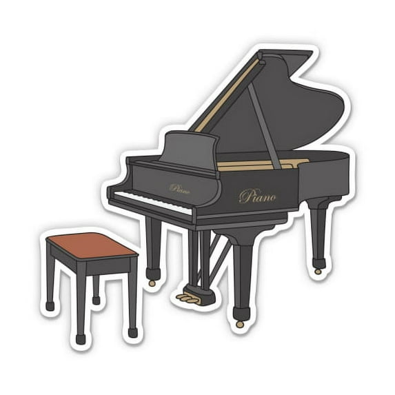 Grand Piano - 8" Vinyl Sticker - For Car Laptop I-Pad - Waterproof Decal