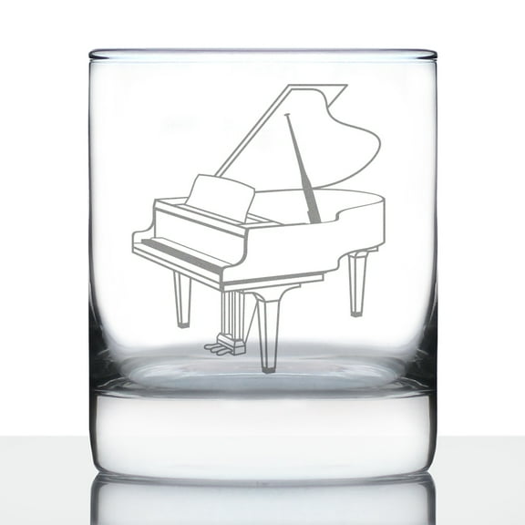 Bevvee Whiskey Rocks Glass 10.25 oz Grand Piano Gifts for Music Enthusiasts Glassware & Drinkware