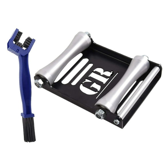 Grand Pitstop Motorcycle Wheel Roller Paddock Stand for Tire Cleaning & Chain Lubrication with Brush