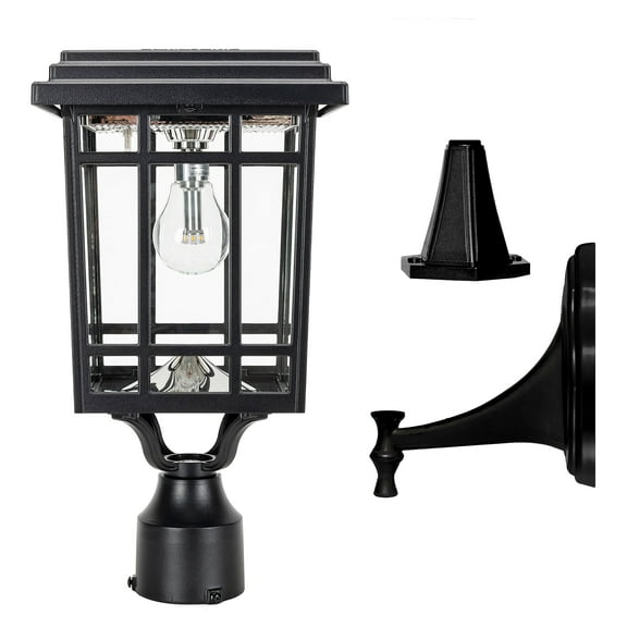 Grand Prairie Bulb Solar Light Wall/Pier/3 Fitter Mounts Black