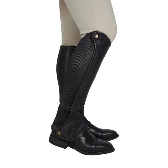 Grand Prix Elite Leather Half Chaps, Black, Extra Small