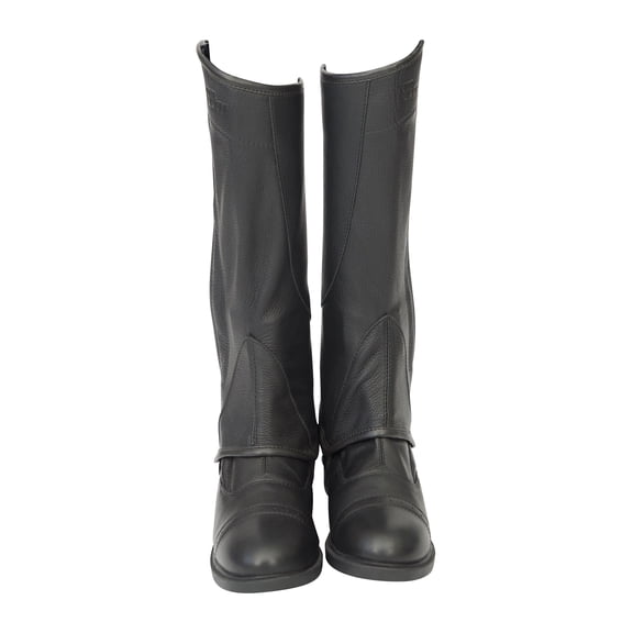 Grand Prix Elite Leather Kids Half Chaps, Black - Large