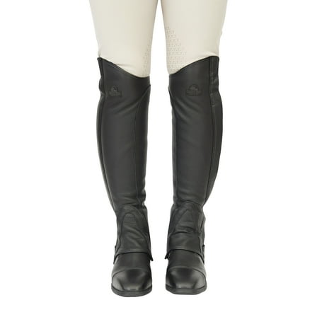 Grand Prix Full Italian Leather Half Chaps, Black - Calf: 12", Height: 17"