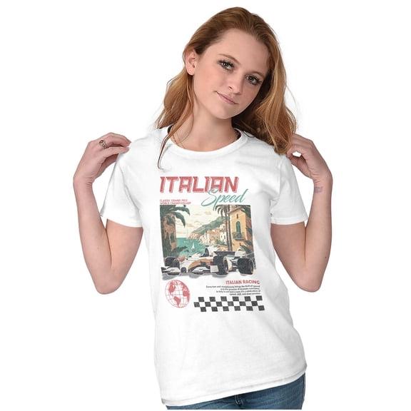 Grand Prix Italian Speed Racing Car Womens Slim Fit Graphic Tee Brisco Brands L