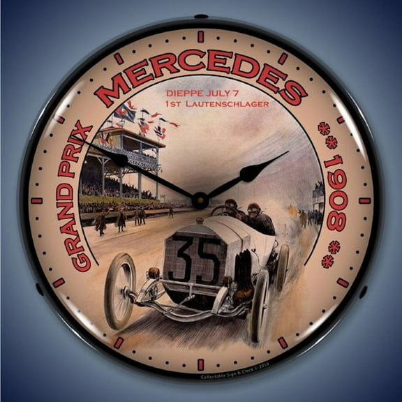 Grand Prix Mercedes Wall Clock, Lighted: Racing Theme