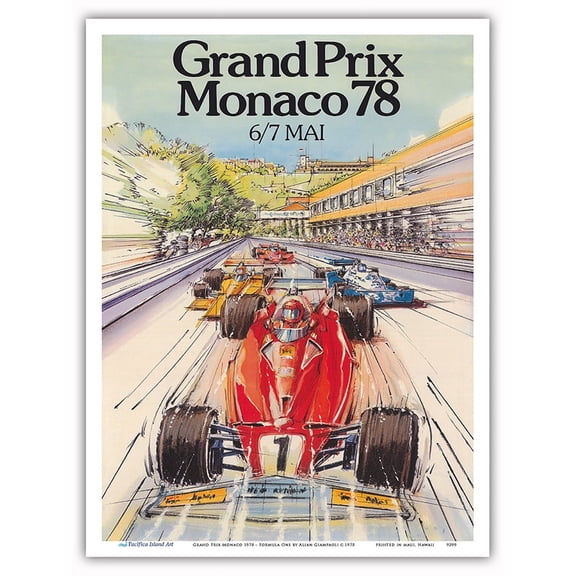 Grand Prix Monaco 1978 - Formula One F1 - Vintage Car Racing Poster by Alain Giampaoli c.1978 - Master Art Print (Unframed) 9in x 12in
