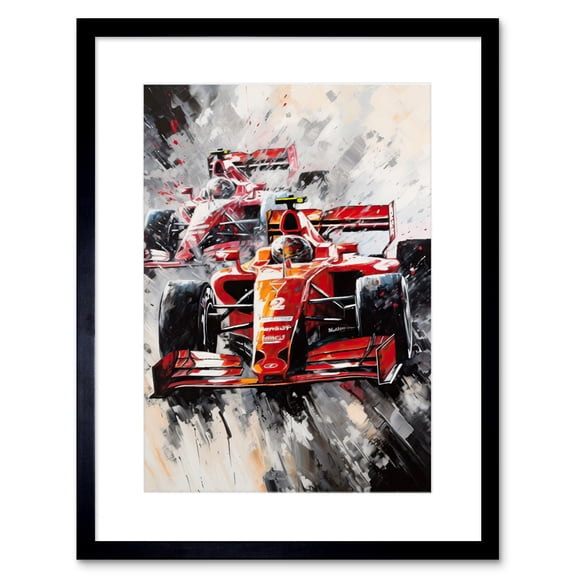 Grand Prix Track Circuit Cars Racing Paint Splat Artwork Framed Wall Art Print 9X7 Inch