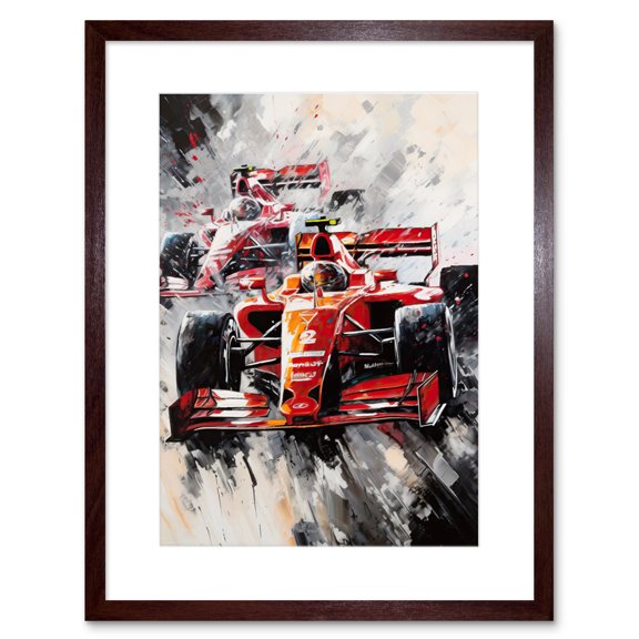 Grand Prix Track Circuit Cars Racing Paint Splat Artwork Framed Wall Art Print 9X7 Inch