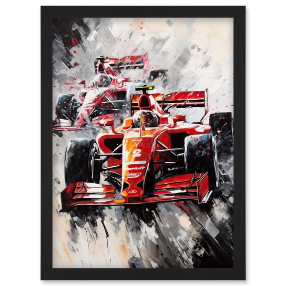 Grand Prix Track Circuit Cars Racing Paint Splat Artwork Framed Wall Art Print A4
