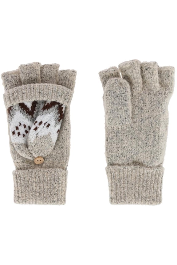 Convertible Winter Pattern Knit Fingerless Glove to Mitten (Women)