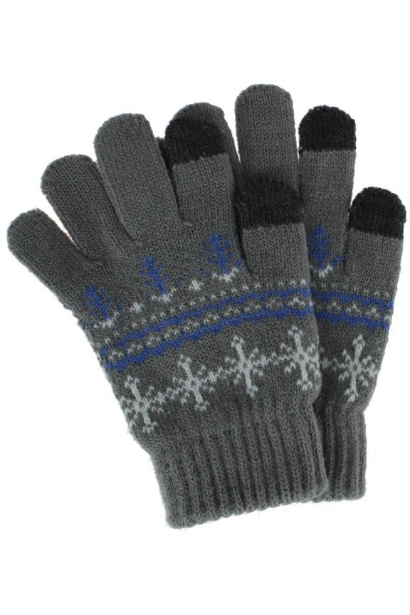 Girl's One Size Snowflake Pattern Touchscreen Gloves