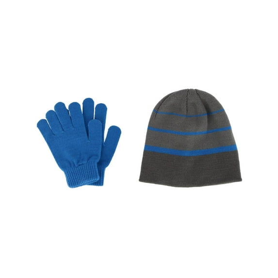 Grand Sierra Kids' 8-12 Striped 2-Piece Winter Beanie and Glove Set