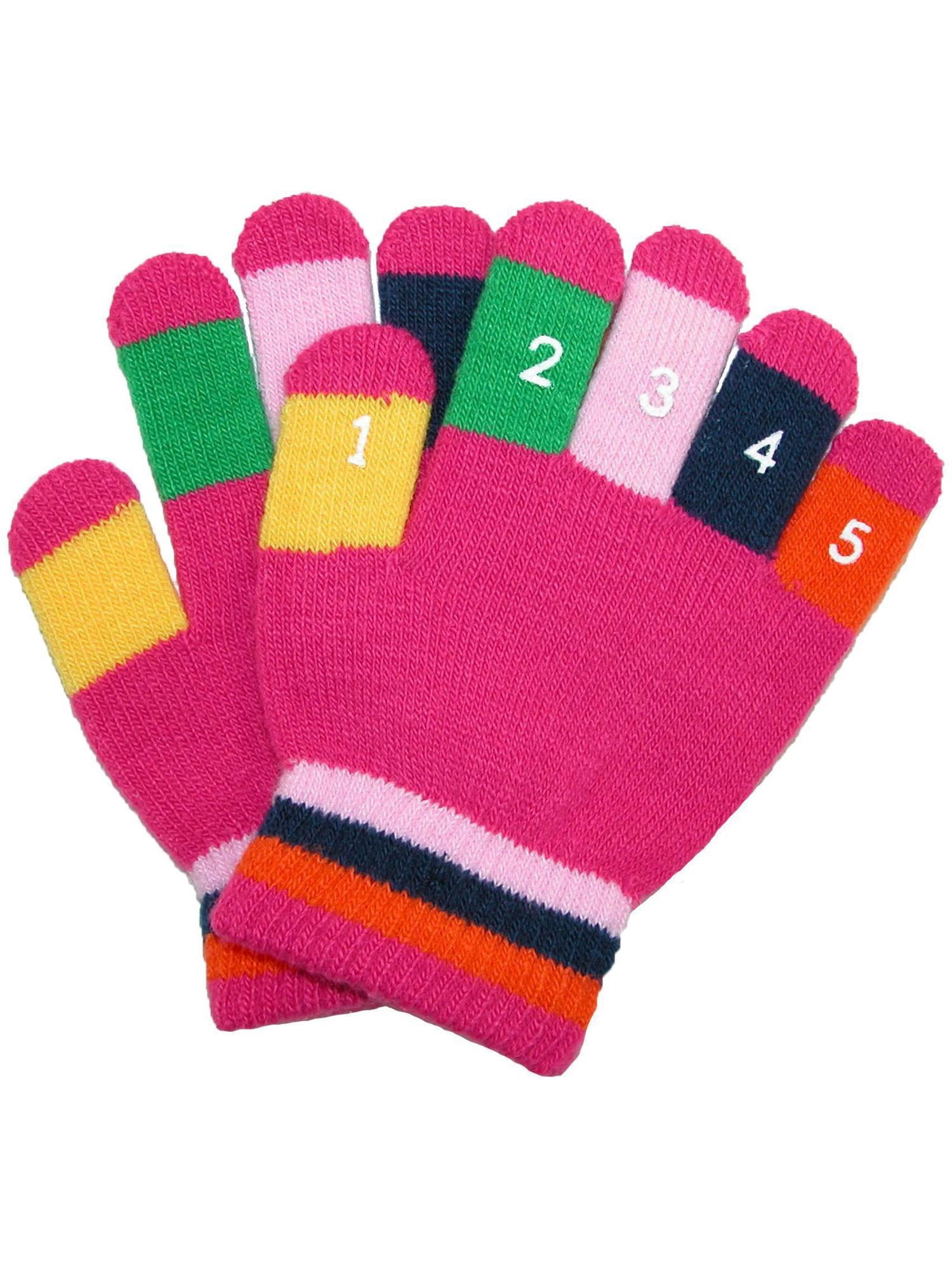 Toddler Counting Gloves 2-4T - Knit Stretch Gloves With Numbers 1-10 & Rubber Grips
