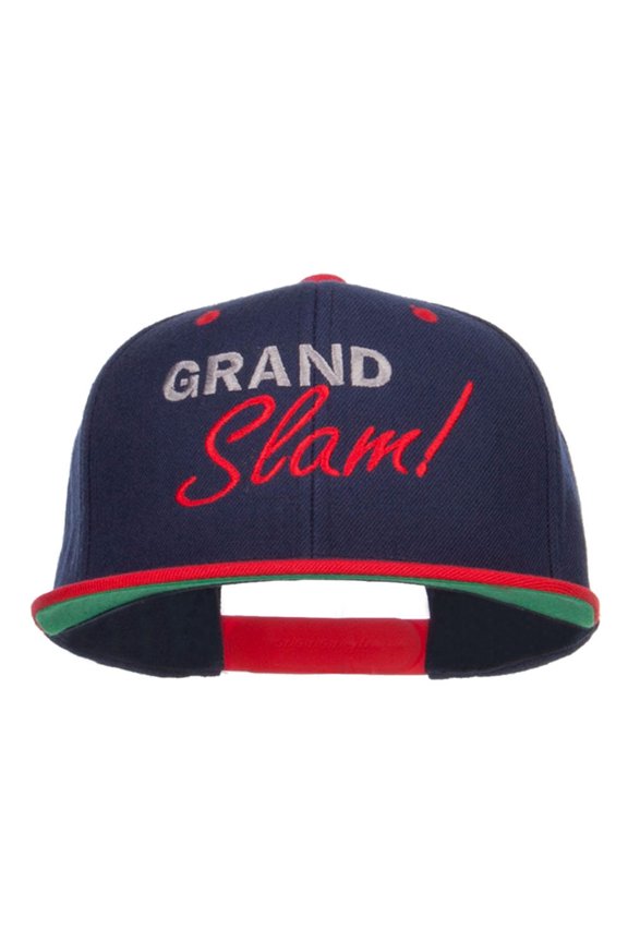 Grand Slam Embroidered Snapback Cap - Navy Red OSFM