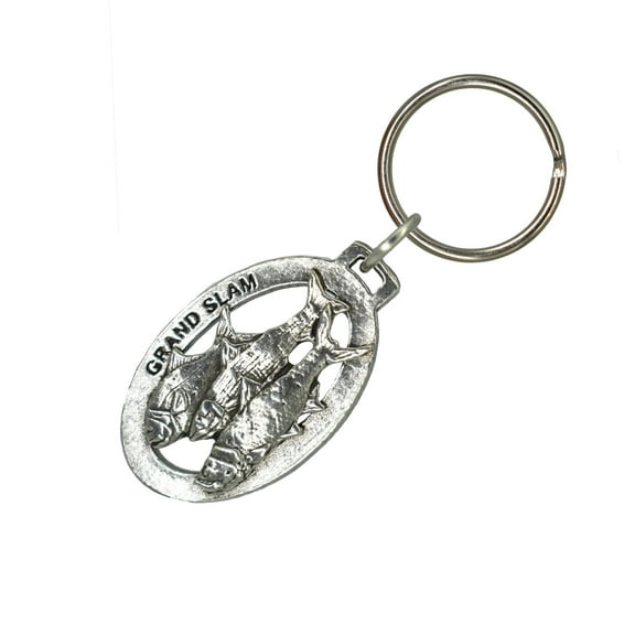 Grand Slam Keychain, Saltwater Fish, S035KC, Key Fob, Key Ring, Keys, Zipper Pull, Luggage Tag, Pewter, Backpack, Over 300 Keychains Designs, Handmade in the USA