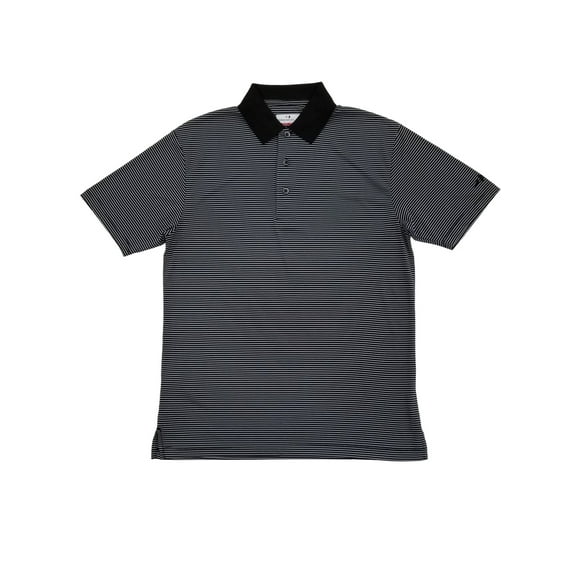 Grand Slam Mens Caviar Black & Gray Stripe Performance Golf Polo Shirt Small