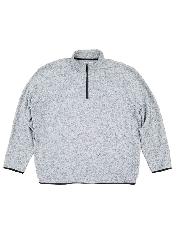Mens Light Gray Performance Fleece Quarter-Zip Pullover Sweatshirt 2X