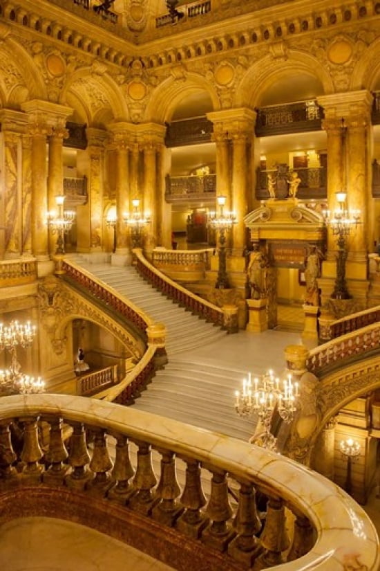 Grand Staircase Entry to Palais Garnier Opera House Canvas Art - Brian Jannsen DanitaDelimont (18 x 27)