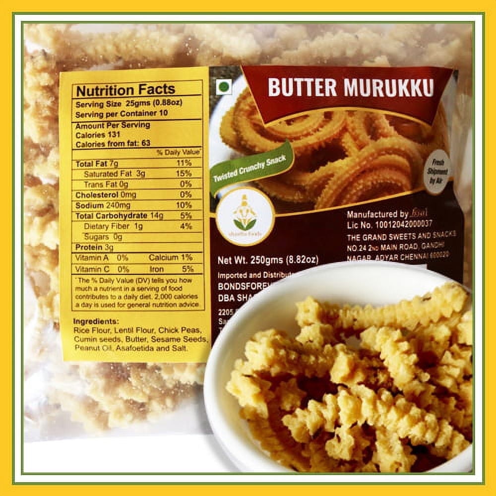 Grand Sweets and Snacks (GSS) Butter Murukku (Pack of 2) Each Pkt 250 Gms