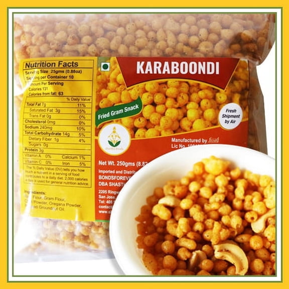 The Grand Sweets and Snacks Karaboondhi Savory Boondi Snack, 200 g, pack of 2