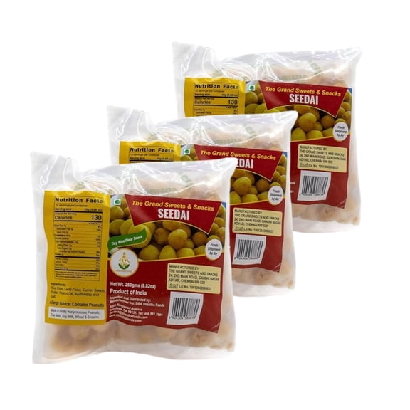 The Grand Sweets and Snacks Seedai, Traditional Salted Flavor, 500g, pack of 3