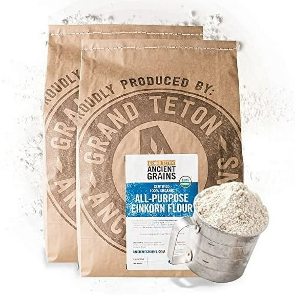 Grand Teton Ancient Grains - 100% Organic All-Purpose Einkorn Flour, Einkorn Flour Organic & Non-GMO, Einkorn Flour, Rich in Vitamins & Minerals, Unbleached Einkorn Grain Flour, 40 lbs