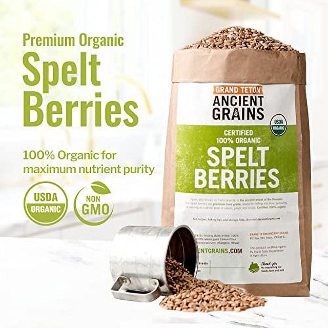 Grand Teton Ancient Grains 100 Organic Spelt Berries, Whole Unmilled Spelt Berries, USGrown