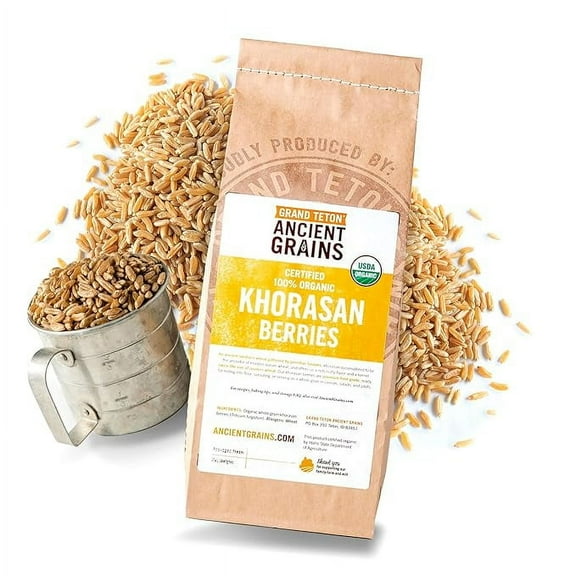 Grand Teton - Ancient Grains Khorasan Wheat Berries, 100% Organic Berries, Premium Food-Grade Khorasan Grain, For Milling, Sprouting, Baking, Salads, Pilafs, & Soups, 5 lbs