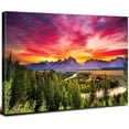 thumbnail image 1 of Grand Teton Canvas Wall Art Burnt Orange Sunset Wall Decor Nature Mountain Scenery Pictures for Living Room Colorful Forest Landscape Paintings National Park Posters Bedroom Home Decor 12x16”, 1 of 6