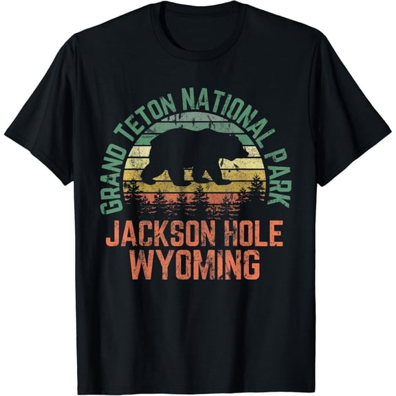 Grand Teton National Park Jackson Hole Wyoming Bear Vintage T-Shirt Size S-5XL