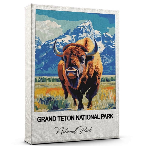 Grand Teton National Park Travel Art Canvas – Modern Wall Art Inspired by National Park Canvas – Great Gift for Travel Lovers – Ready to Hang