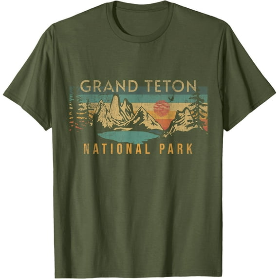 Grand Teton National Park Wyoming USA Outdoor Unisex T-Shirt for Men Women Kids Toddler,Military Green Color,Size YXS