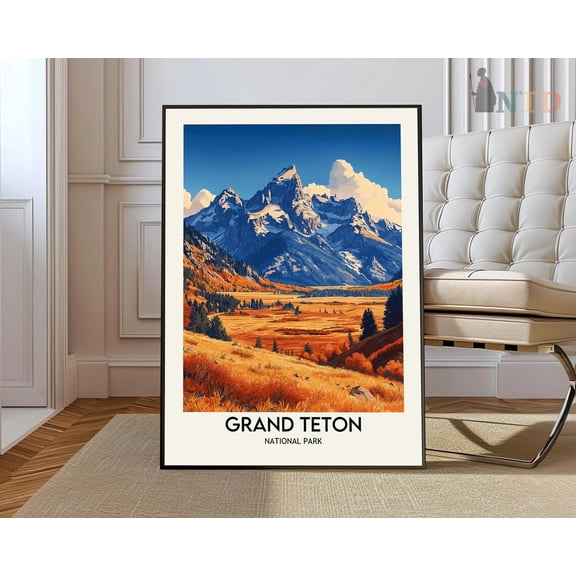 Grand Teton Print, Vintage Poster, Grand Teton Art, Grand Teton Poster, Grand Teton Photo, Grand Teton Poster Print, Wyoming Poster Wall Art, Modern Wall Decor, 8x12 UNFRAMED
