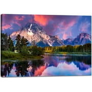 Grand Teton Print Wall Art Bathroom Pictures Wall Decor Canvas National Park Photo Mountain Landscape Painting Pictures Artwork Framed 12x16inch