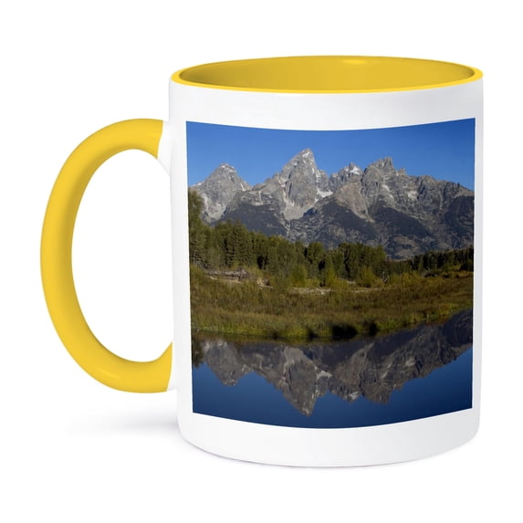 3dRose, Grand Teton Range, Grand Teton NP, Wyoming - US51 RKL0005 - Raymond Klass, 15oz Two-Tone Yellow Mug