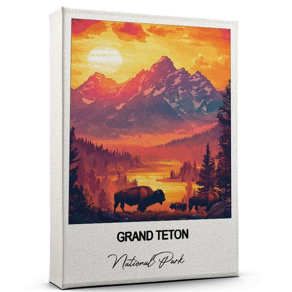 Grand Teton Travel Canvas Wall Art Nature-Inspired Travel Decor with Scenic Views National Park Canvas Wall Print A Captivating Gift for Adventure Seekers