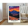thumbnail image 1 of Grand Teton Wyoming Scenic Mountain Wall Art Travel Decor Print, Unframed Canvas 24x36in, 1 of 4