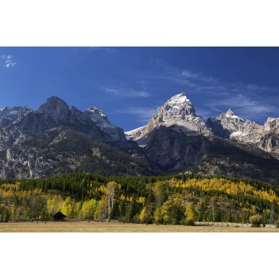 Grand Teton (elevation 13770 feet) and Teton Range Grand Teton National Park Wyoming United States of America Canvas Art - Ronald Phillips Design Pics (19 x 12)
