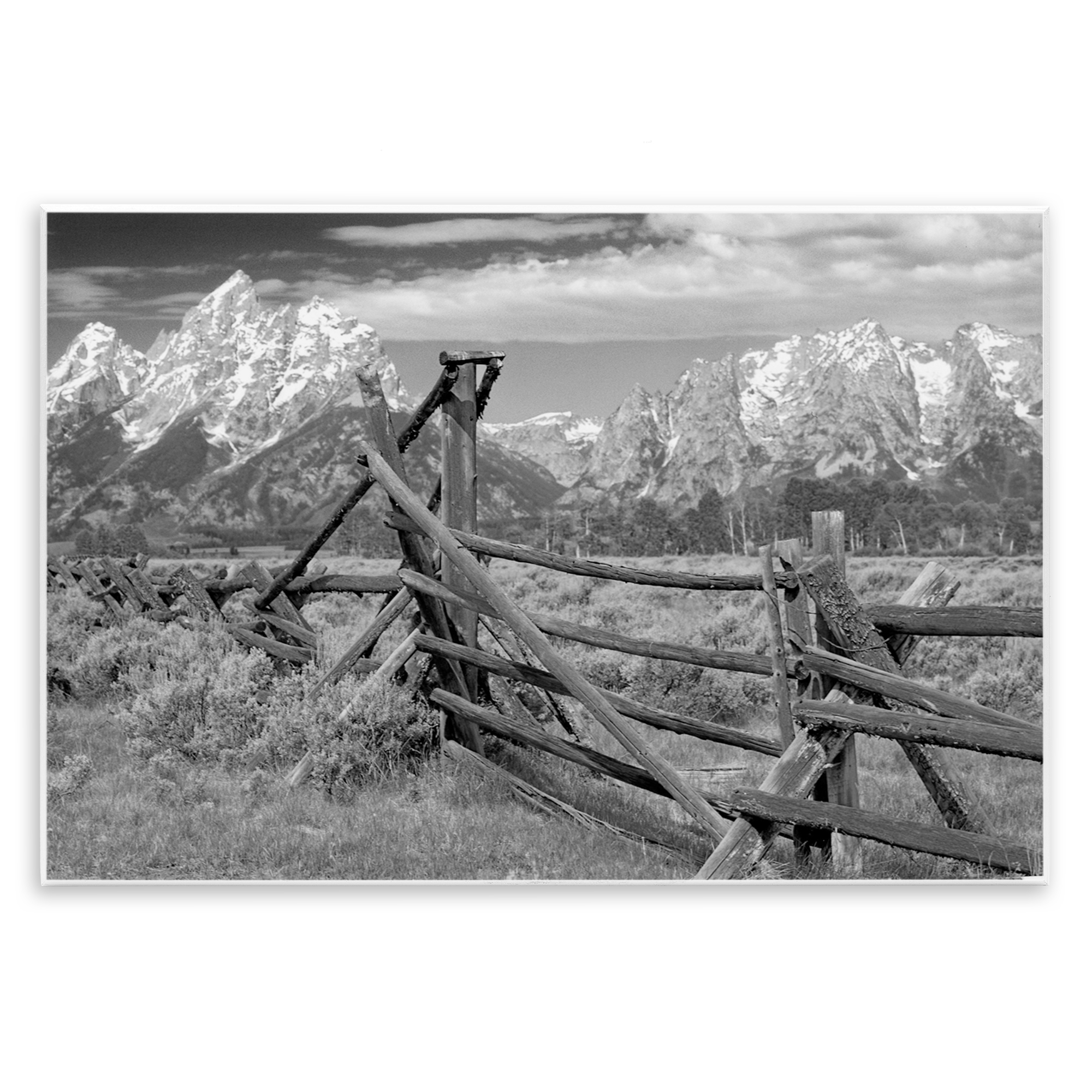 Grand Tetons Mountains & Fence Wall Plaque Art, design by MJ Photography