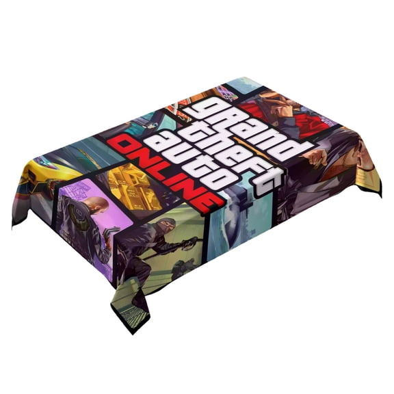 Grand Theft Auto GTA-theme square tablecloth has an iconic print, fits most tables, and is easy to care for perfect gifts for fans friends and family55" x 71"140*180cm