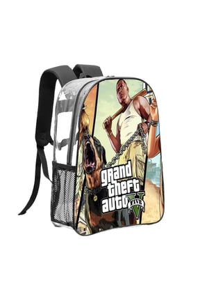 Grand Theft Auto Gra5 Pattern Transparent Backpack Lightweight And fashionable Showcasing Personality And Leading The Trend